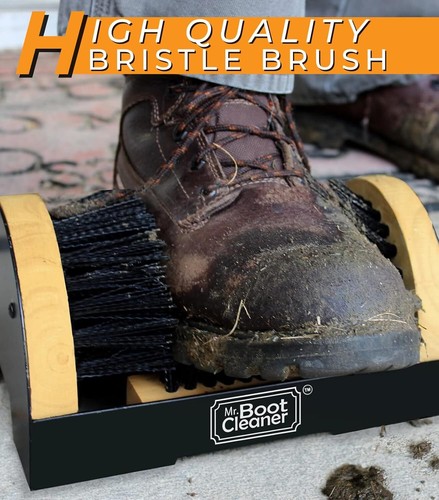 Heavy Duty Wooden Shoe Brush Cleaner Outdoor Floor Mount or Portable, Black - Picture 6 of 10