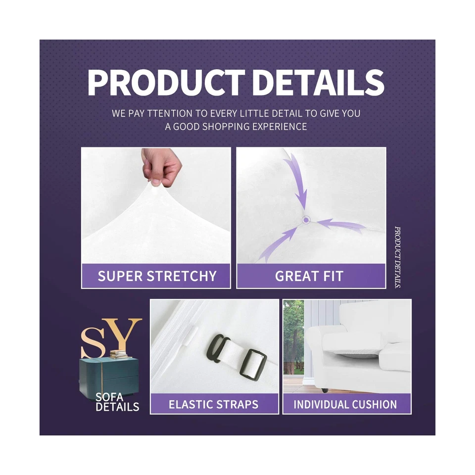 Funda de sofá elástica silla de terciopelo suave sofá sofá funda con funda de cojín Foto 4 de 4
