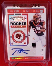 2019 Panini Contenders Rookie Ticket Die Cut Auto Rodney Anderson 02/33 Bengals