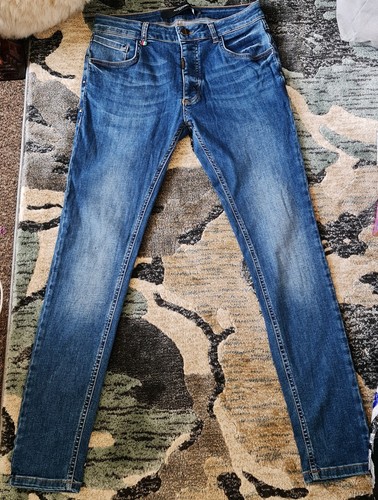 Alessandro Zavetti Jeans Men’s/unisex?studs,W32 Skinny Stretch,blue