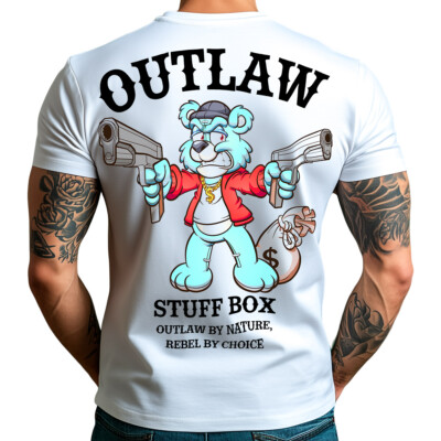 Stuff Box Herren Rundhals kurzarm T-Shirt Outlaw Nature weiß STB-1237 Neu Modell