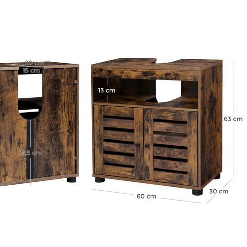 Waschbeckenunterschrank Badschrank Badezimmermöbel Waschtisch 2 Türen BBK04BX - Bild 11 von 11