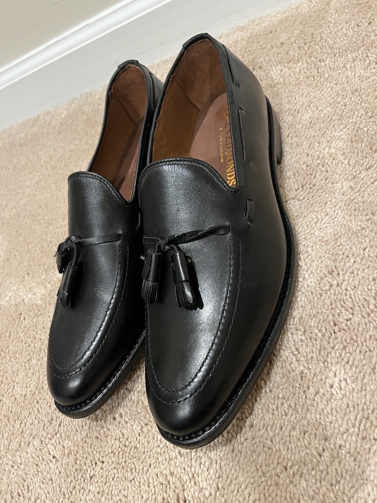 Brand New Allen Edmonds Mens 9 Grayson Black Leather Loafer Dress Shoes
