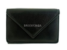 Authentic BALENCIAGA Black Leather Everyday Trifold Paper Wallet Italy