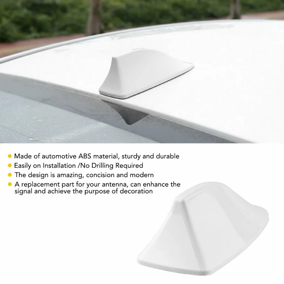 Shark Fin Roof Antenna Aerial FM/AM Radio Signal Decor Car Trim Universal White - Image 4 of 4