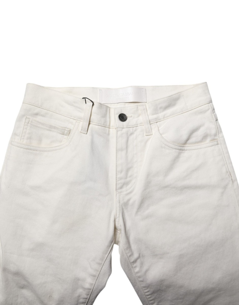 DOLCE & GABBANA Jeans White Cotton Skinny Men Denim Trouser