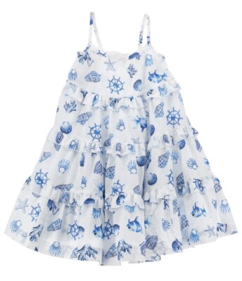 Monnalisa  luftiges Baumwolle Trägerkleid mit Meeres Motiven, Größe  152 ,-30%