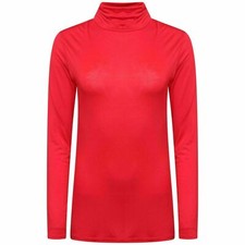 WOMENS LADIES POLO NECK ROLL NECK TURTLE NECK JUMPER PLAIN TOP LONG SLEEVE 8-26