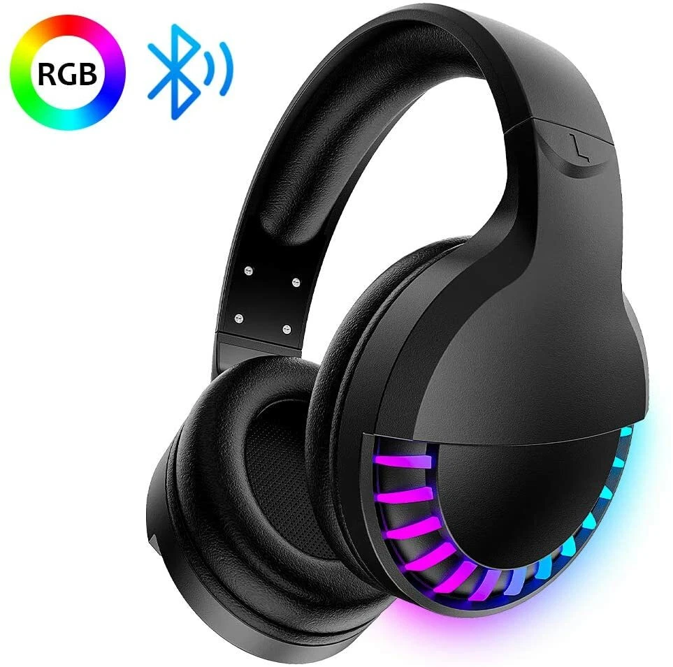 RGB Gaming Headset and Mic Wireless Bluetooth Headphones for Phones/PC/IPad/MAC