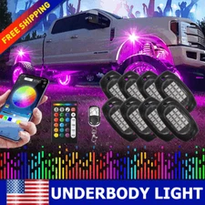 8x RGB LED Rock Pods Light Kit Underbody Glow Neon Bluetooth Lamp Music Control