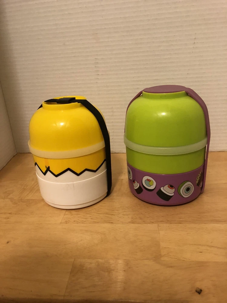 Bento Box, Food Storage, Set Of 2 All Have Three Compartments