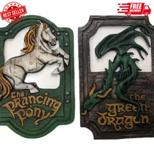 Lord of The Rings The Prancing Pony and The Green Dragon Pub Signs Set Funny