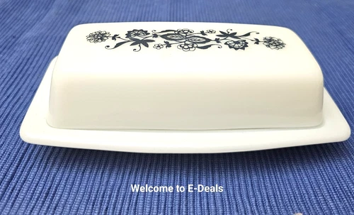 Vintage Pyrex Old Town Blue Onion Covered Butter Dish Corelle Matching #75 SetAF