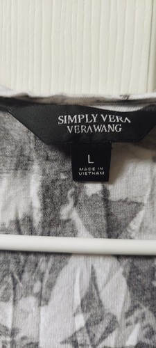 Simply Vera Wang Womens Size Lg Shirt Top Short Slv Pullover Black White Blouse - Bild 3 von 5