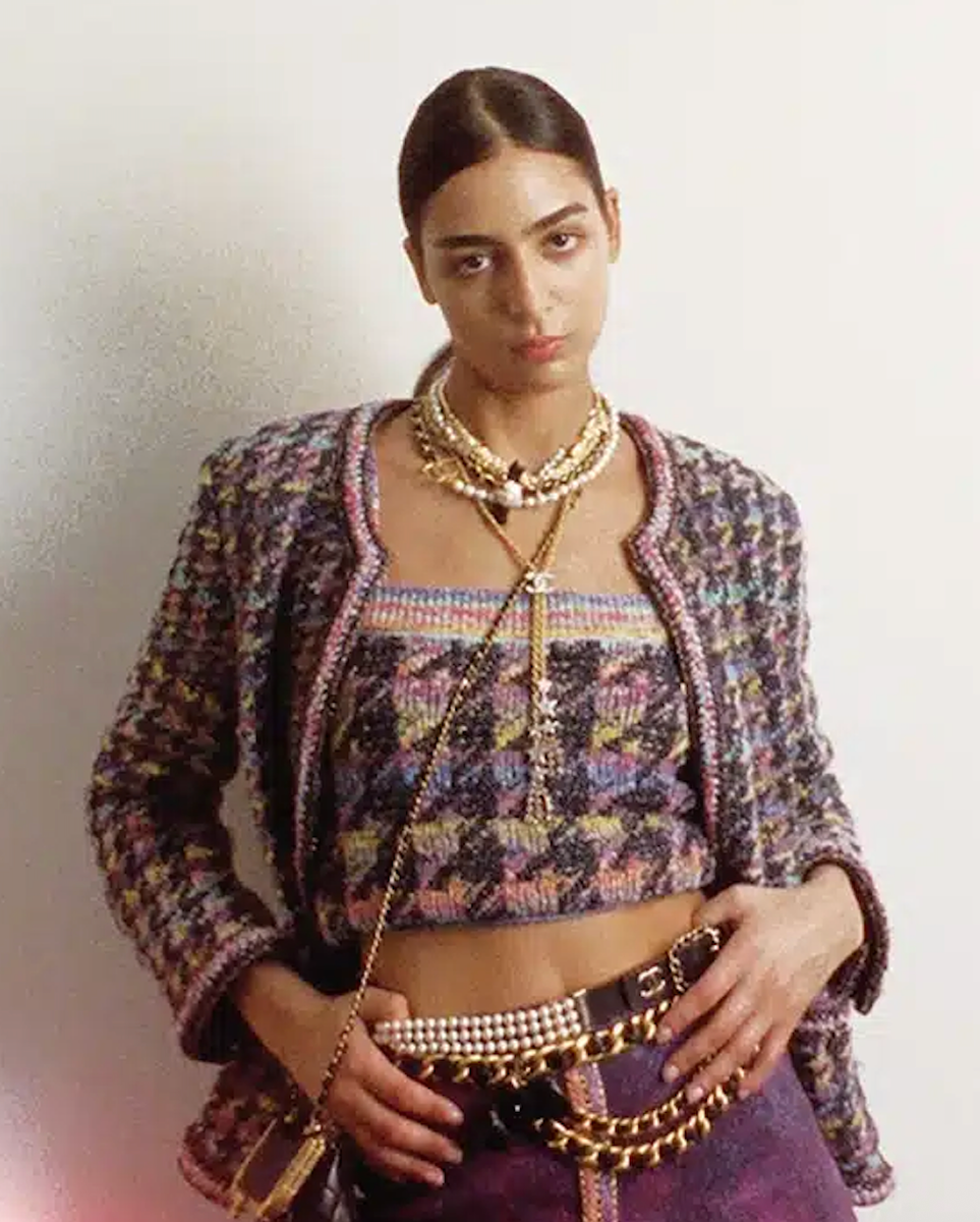 20A CHANEL MULTICOLOR KNIT CC CROP TOP 36 | eBay