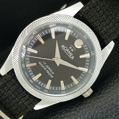 VINTAGE HANDAUFZUG SCHWEIZER HERREN REFURBISHED SCHWARZES FARBE ZIFFERBLATT UHR a707176-2