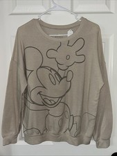 Disney Mickey Mouse Sketch Beige Soft Sweatshirt Size Medium Classic Mickey Cute