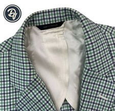 Mint 42 L Brooks Brothers Madison Fit Blue  Green Mini Plaid Cotton Blazer
