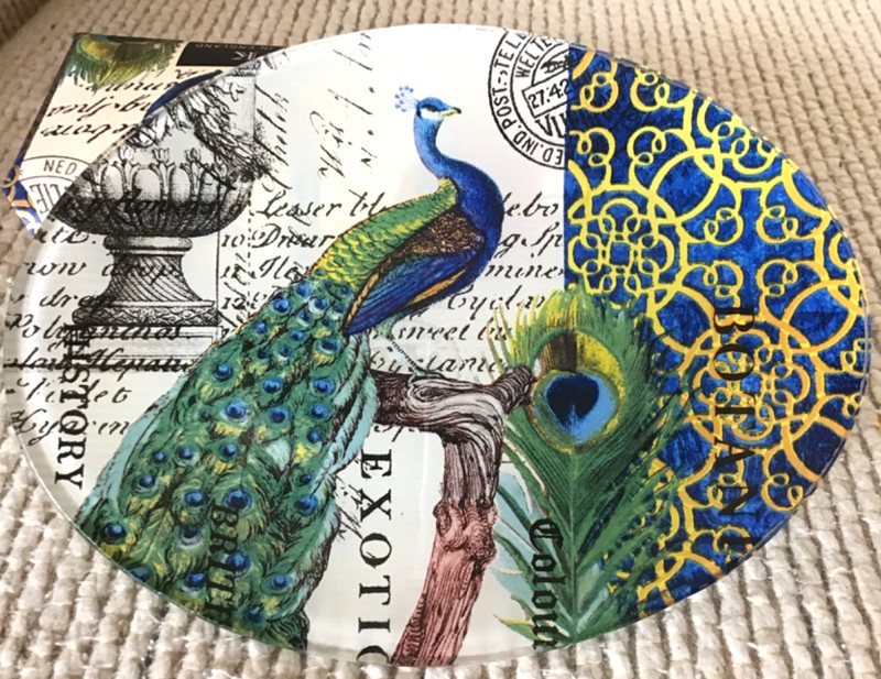glass PEACOCK DISH & SOAP 9 oz blue lotus shea butter NIP Michel Design Works