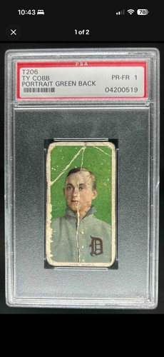 1909-11 T206 - Ty Cobb 350 Factory No. 30 Back Portrait, Green Background