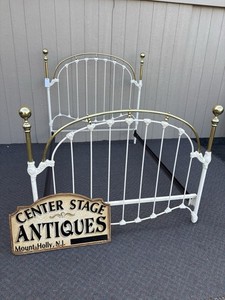 67407 Vintage Brass and Iron Full Size  Bed with Rails by Elliott's Designs