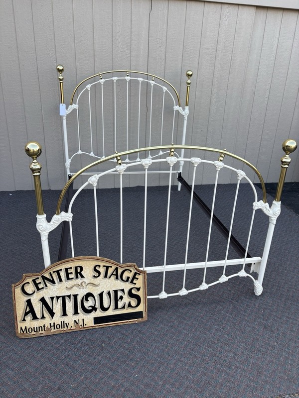 67407 Vintage Brass and Iron Full Size  Bed with Rails by Elliott's Designs