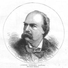 Tomasso Salvini Italian Actor - Antique Print 1875