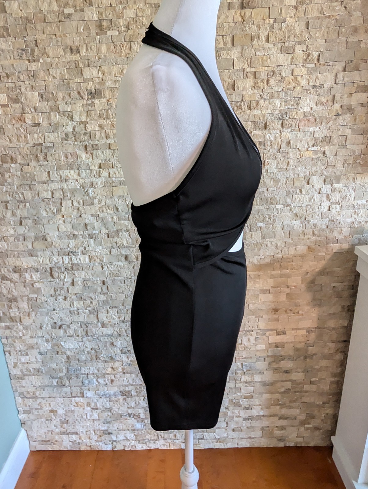 Black Cut Out Backless Halter Sporty Shorts Romper Sexy Gym Outfit Yoga Sz Med image 2