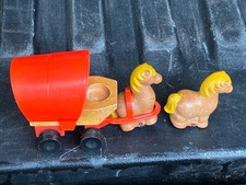 Fisher Price Western Town Covered Wagon with 2 Horses
