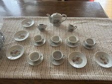 VTG Floral Miniature 6 Tea Cups and Saucers, 1 Tea Pot W/ Lid 5 Plates 2 Pitcher