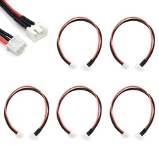 2S Balance Plug Extension Lead 200mm 5 Pack LiPo Battery 22AWG Silicone