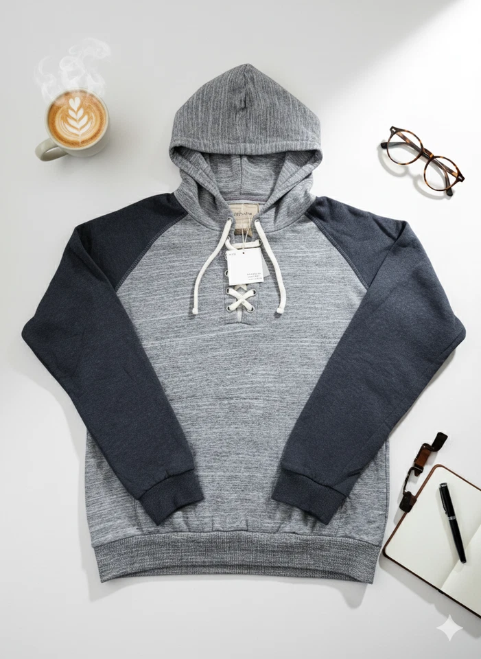 🔥 Sudadera con Capucha Informal para Hombre Pullover con Cordones Manga Larga Gris Azul Marino Suave 🔥 Foto 3 de 4