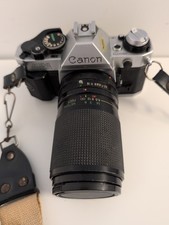 Canon AE-1 Silver 35mm Film Camera, Vivitar Lens, Film Case New Battery