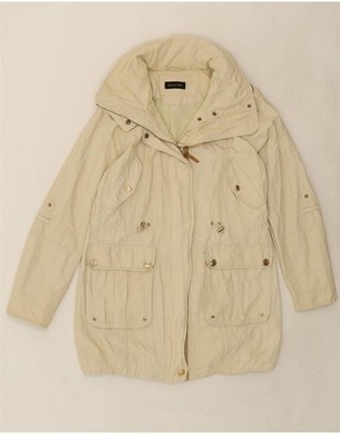 MASSIMO DUTTI Womens Hooded Utility Jacket UK 14 Medium Beige Cotton BT01