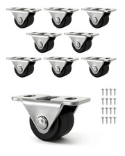 8 Pack Mini Fixed Caster Wheels - 1/2 Inch Small Silent Rigid Plate Casters for