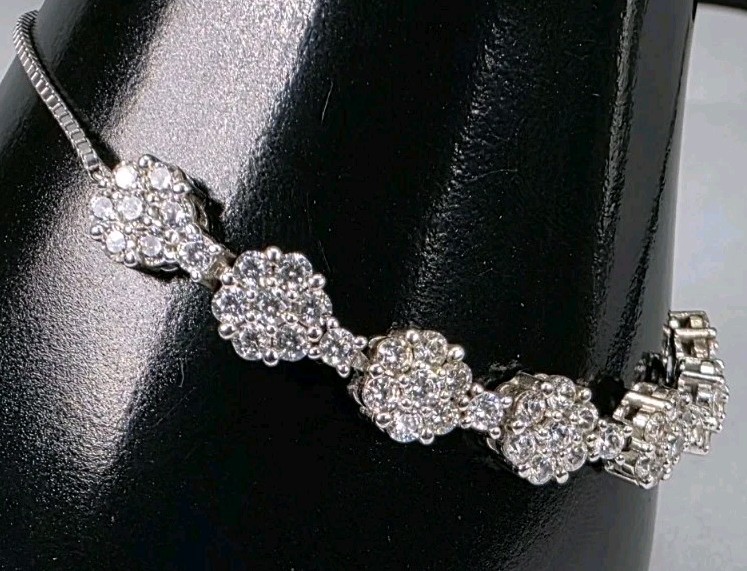 Sterling Silver .925 Adjustable Length Bracelet w… - image 1