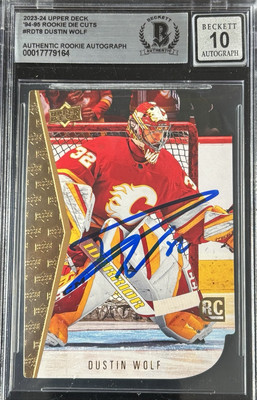 Dustin Wolf  Signed 2023-24 Retro Rookie Die Cut BAS Rookie Autograph Grade 10
