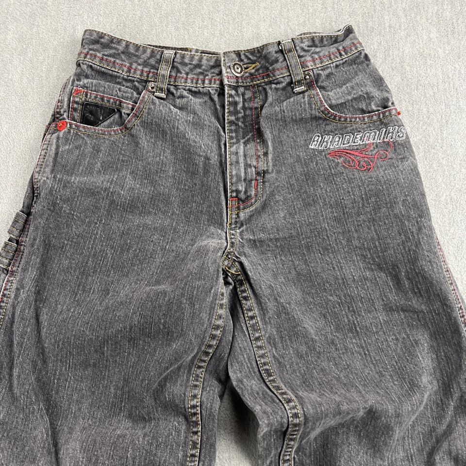 Vintage Akademiks Jeans Youth 10 Embroidered Pockets Baggy Wide Leg Skater Style - Image 4 of 4