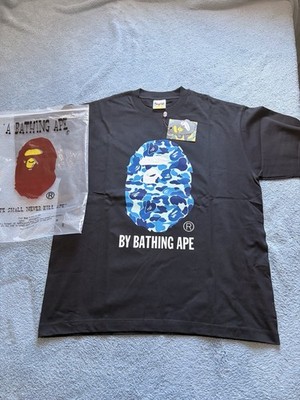 A Bathing Ape BAPE Logo Graphic Black T-Shirt Men's Size L Crew Neck
