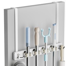 Broom Holder Door Mount, Over the Door Broom and Mop Holder with 2 Over Door ...