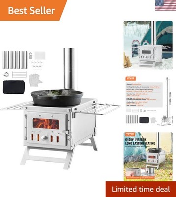 Efficient Outdoor Camping Wood Stove with Chimney Pipes and Accessories Included