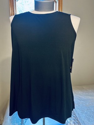 Ali Miles Sleeveless Blouse Black New Crepe Luxe Knit Most Comfortable Tank Top
