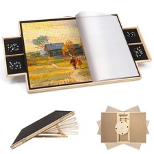 1500 Piece Rotating Puzzle Board Portable Spinning Wooden Table Drawers Cover