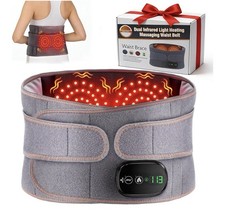 Red Light Heating Vibration Massage Back Belt Waist Lumbar Pain Relief Therapy