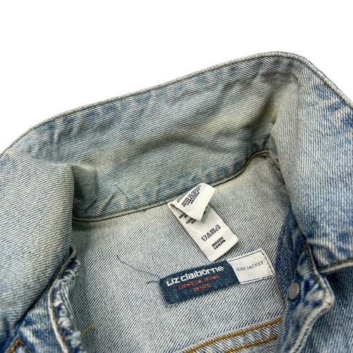 Liz Claiborne Y2K Cropped Jean Trucker Jacket VTG Light Wash MP Medium Petite - Picture 4 of 5