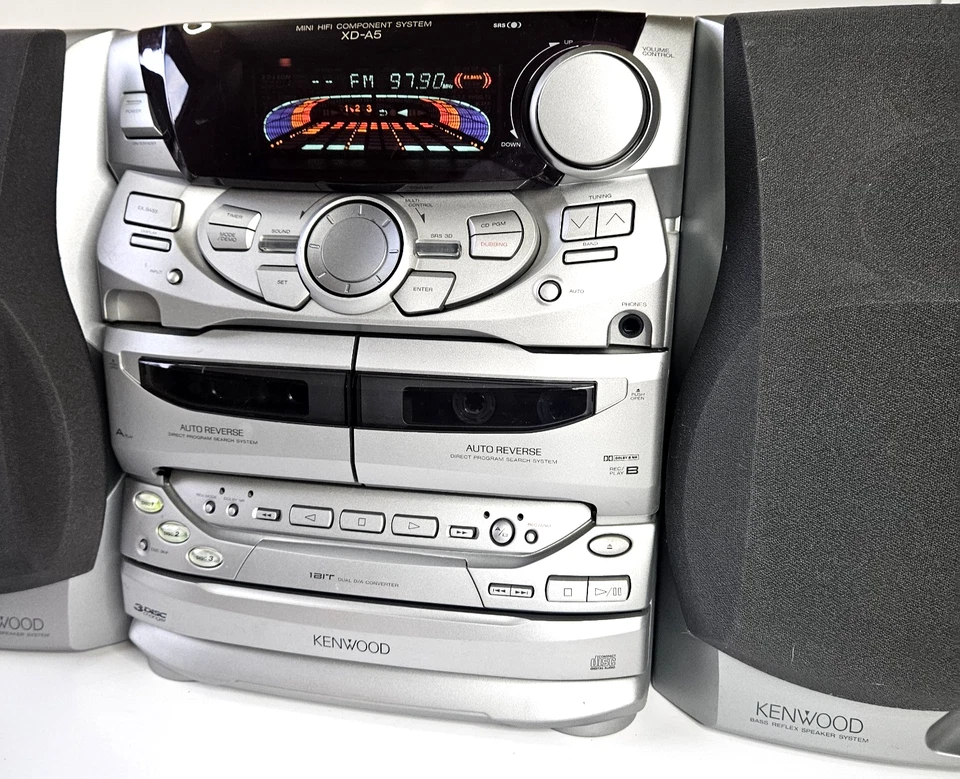 Mini sistema de alto componente KENWOOD XD-A5 com alto-falantes. Testado/funcionando. Sem controle remoto - Imagem 2 de 4
