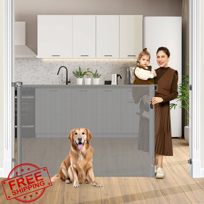 #ad #ad Retractable Dog Gate 42quot;x80quot; Gray Extra Tall Baby Mesh Pet $66.46