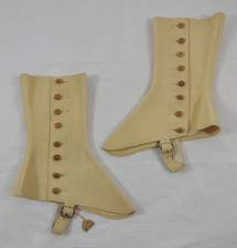 VTG Standard's Victorian Ivory Wool/Felt Button-Up Boot Spats w/ Buckle Closures