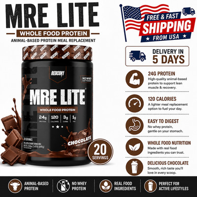 REDCON1 MRE Lite Whole Food Protein Powder Chocolate Whey Free 20 Servings