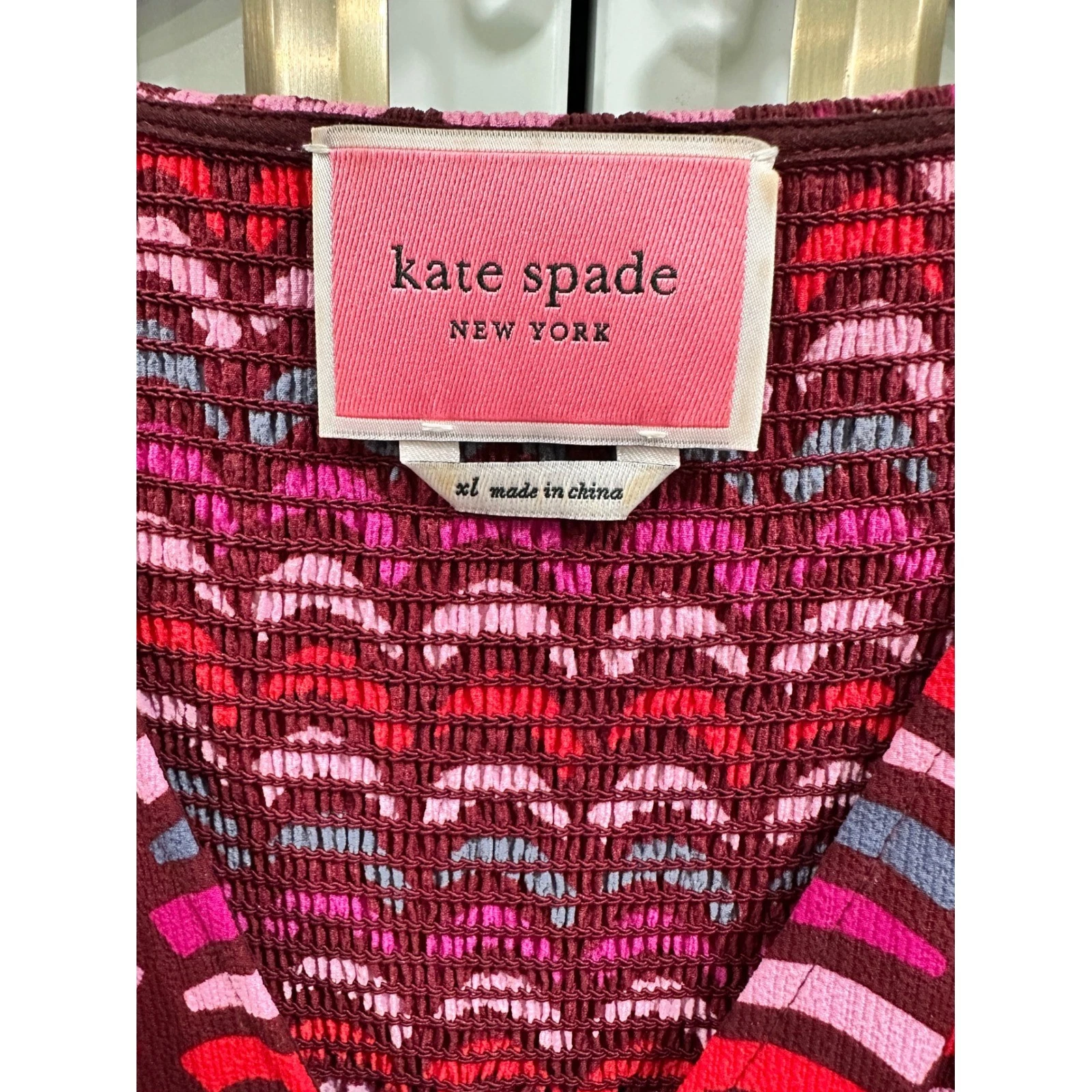 Kate Spade Mini Abito Abito Vita Smock Manica Lunga Abito da Festa XL